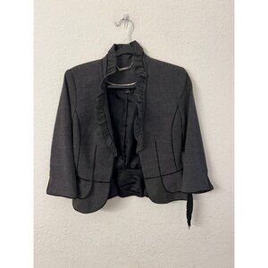 White House Black Market Womens Blazer Ruffled Collar Black/White Size 6